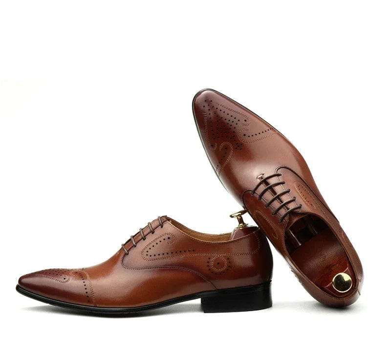 Handmade Mens Dress Shoes Luxury Genuine Leather 2024 Fashion New Style British Trend Brogues Wedding Business Shoes for Male