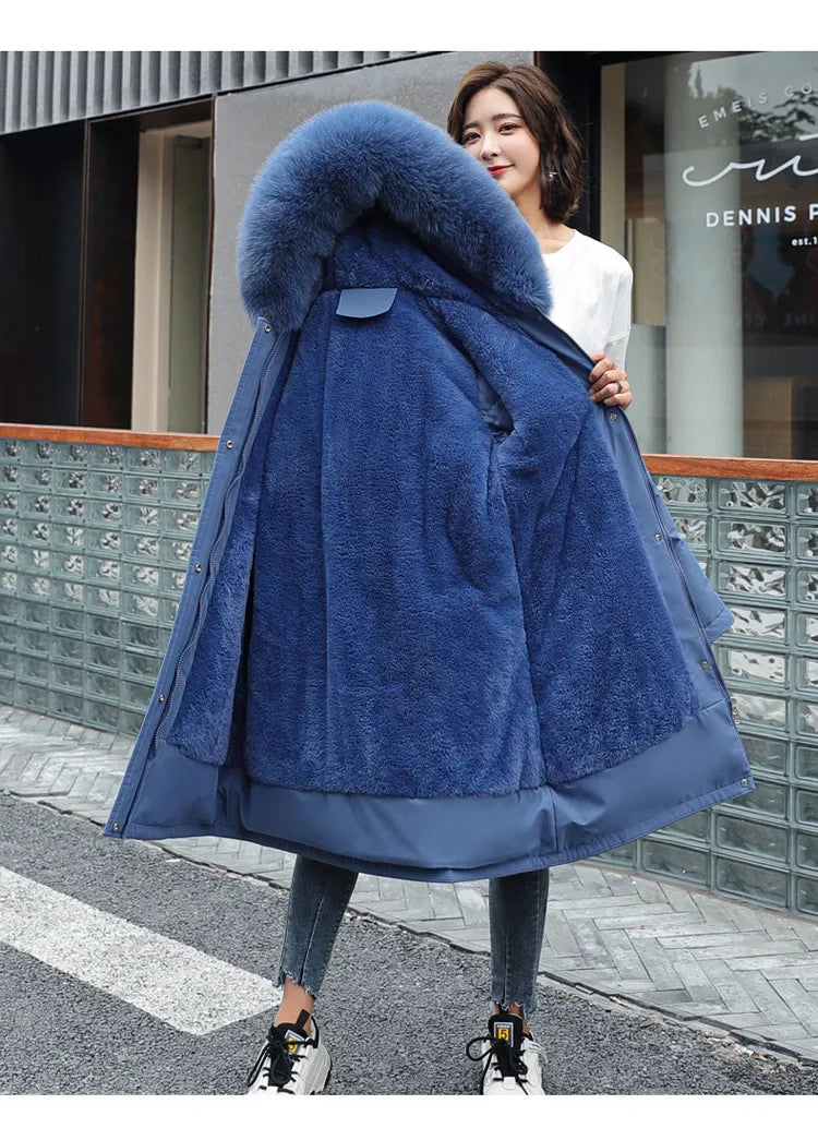 Women's Winter Parka Hooded Fur Collar Jacket