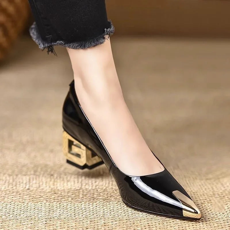 Elegant Fashionable Simple Metal Headed Women's Shoes Comfortable Versatile High Heel Boots Spring Summer 2024 New Arrival