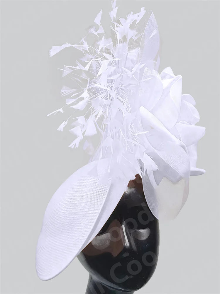 Big Flower Fascinator Derby Hat Women Party Dinner Headpiece Royal Ascot Pillbox Fascinator Hat Women Wedding Chapeau Cap Event