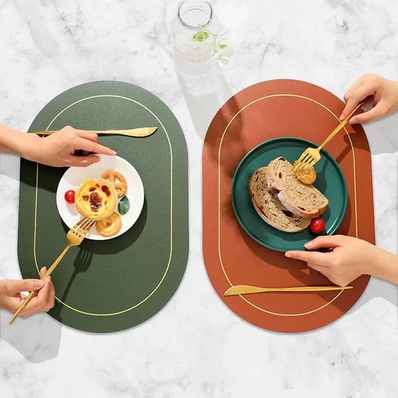 Table Leather Placemats Set of 1/4/6pcs,Washable for Dining,Heat-Resistant Non-Slip Insulation Waterproof Place Mats