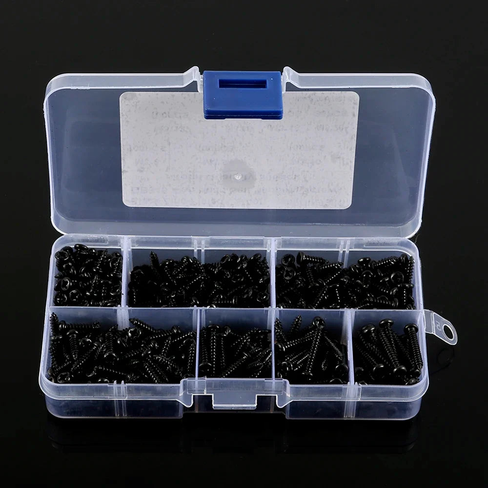 500/1000Pcs M3 Screws Sets Self Tapping Screws Pan Head Cross Drilling Wood Screw Assortment Kit M3/M4/M3.5/M4.8 Carbon Steel