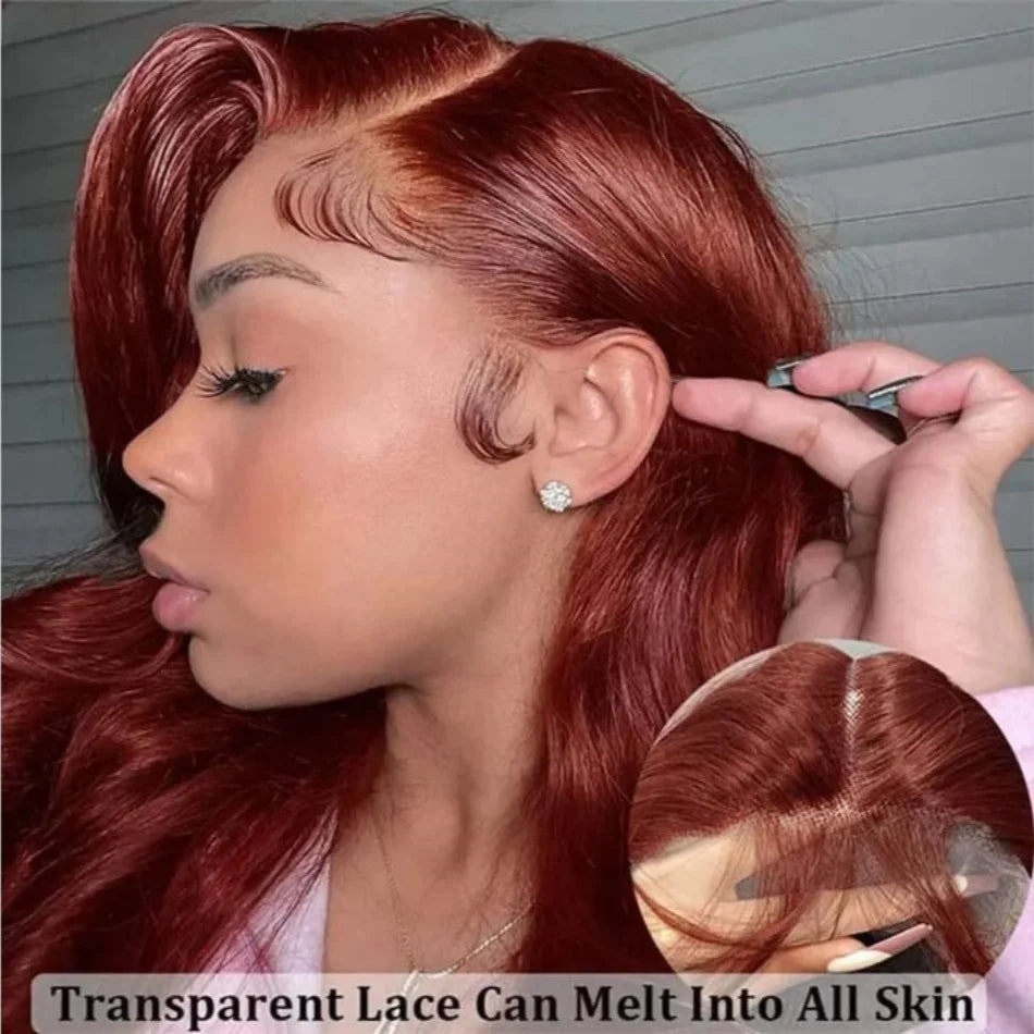 HD 13x4 Reddish Brown Lace Front Wig Colored Glueless Human Hair Wigs Brazilian Body Wave Red Brown Lace Frontal Human Hair Wigs