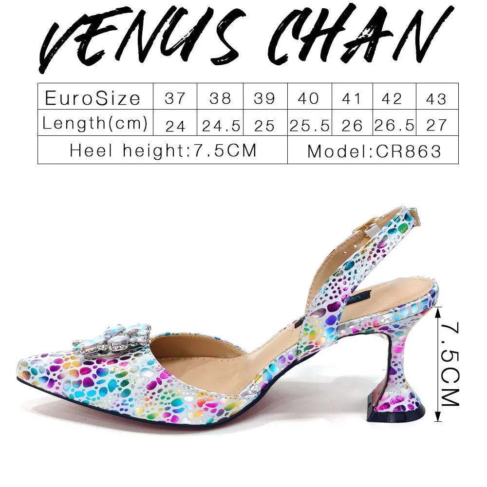 2024 Champagne Color Thin Heels Pointed Toe Crystal Design Ladies Shoes Matching Bag Set For Women Weeding Party Pump
