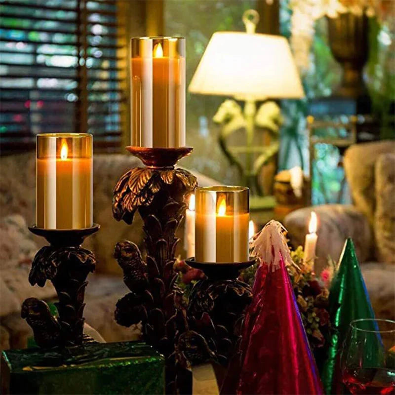 LED Glass Candle Full Set Remote Control Timer for Christmas Wedding