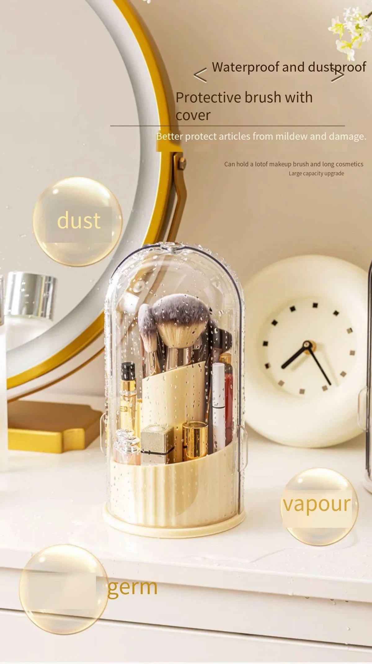 360° Rotating Makeup Brush Holder Desktop Makeup Organizer Cosmetic Storage Box Lipstick Eyebrow Brush Holder Jewelry Container