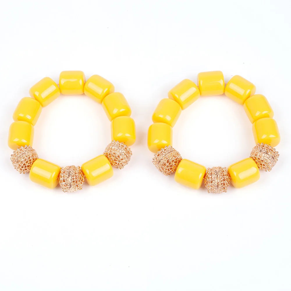 Artificial Coral Women Pendant Necklace Bracelets Earrings Suit African Wedding Jewelry Set Nigeria Bride Accessories Party Gift