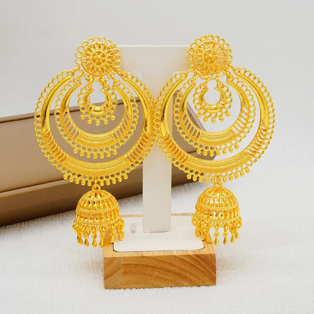 Luxury African Gold Color Tassel Drop Dangle Earring For Wedding Party Jewelry Dubai Arabic Indian Copper Long Hanging Earrings