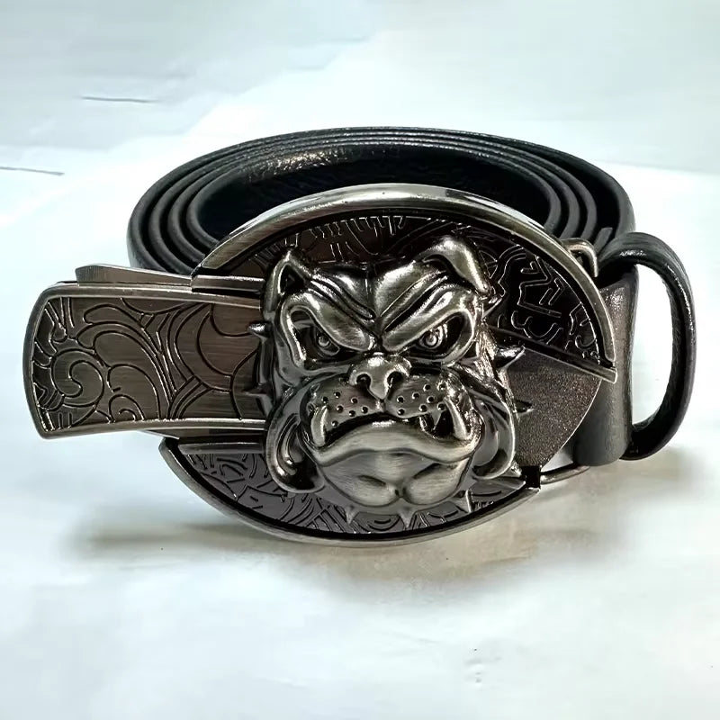 Vintage Belt Adjustable Metal Buckle Fashion Waistband Punk Western Cowboy Waist Strap Stylish Embossed Belt with Buckle