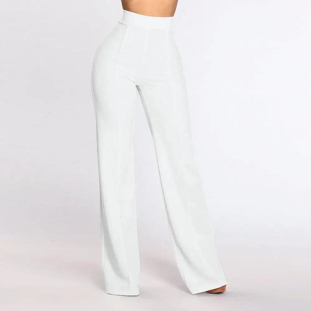 Female Casual Solid Pants Fashion High Waist Flare Pants Lady Office Elegant Long Pants For Women Spring Summer Womens Clothing
