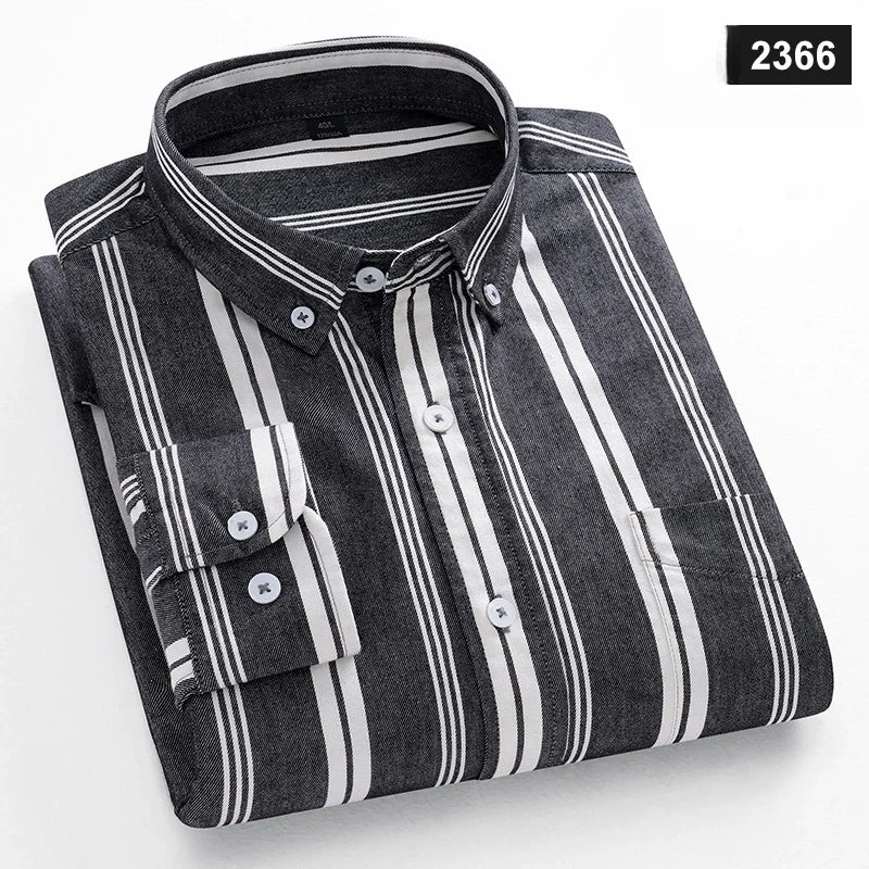 Men's slim fit shirt 100% cotton long-sleeve shirts plaid