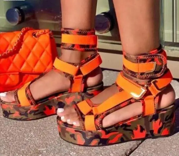 Female Sandal Shoes Large Size Ankle Strap Open Toe High Heels Med Muffins shoe 2025 Summer Clogs Wedge Girls Big Peep High-heel