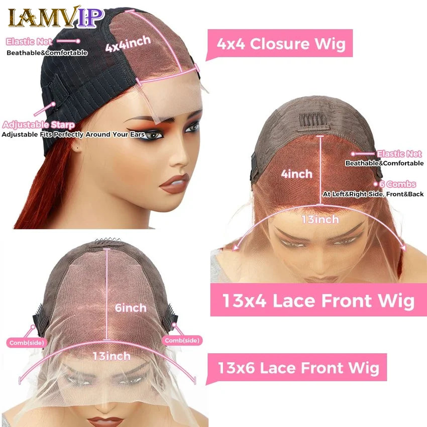 Ginger Orange Deep Wave Frontal Wig Transparent 13x6 Hd Front Human Hair Wigs Curly Hair 13x4 Lace Frontal Wig Colored