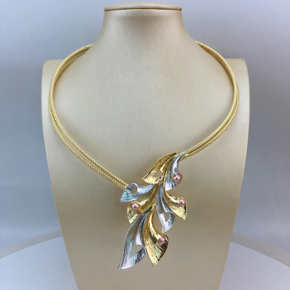 Brazilian Simple Style African Bride Light Weight Colorful Necklace Latest Luxury Jewelry Set For Women Party FHK19283