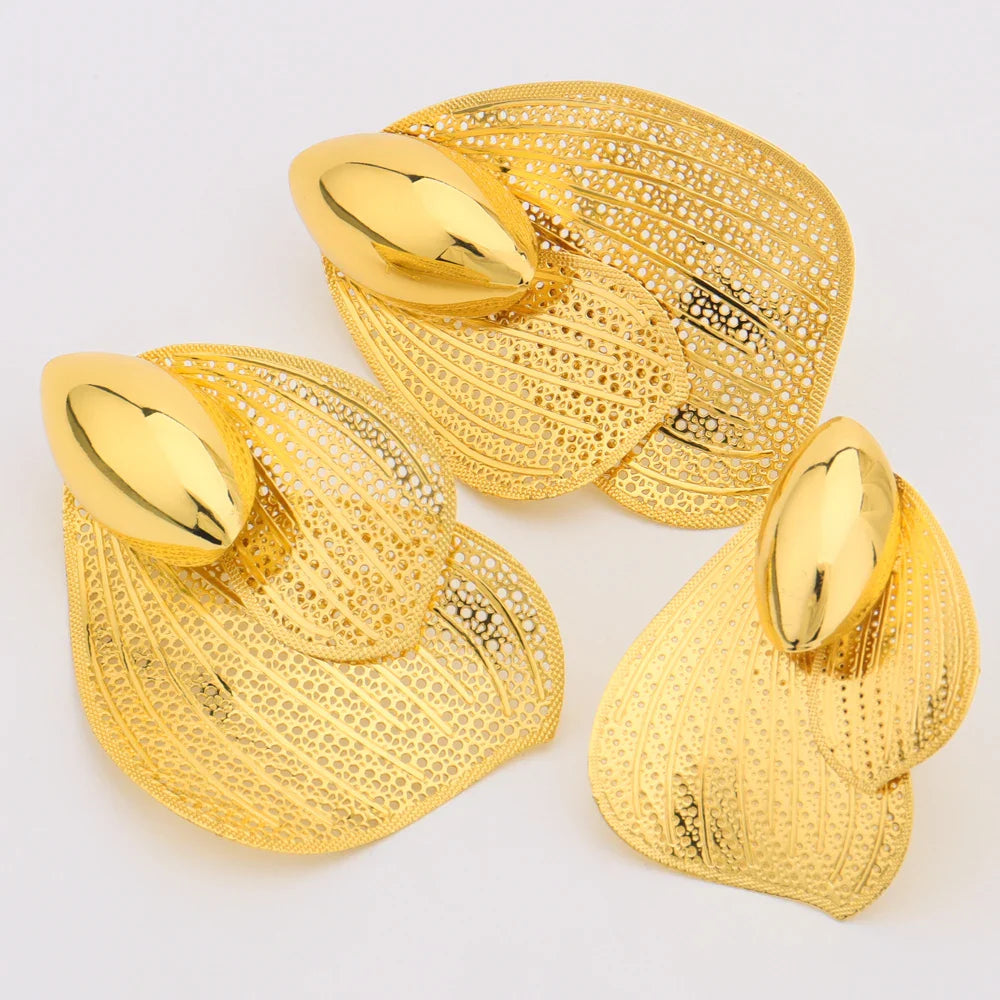2025 New Style Design Ring and Earrings 2Pcs Set For Women Girl Exaggerated Pretty Jewelry Set For Party Wedding Gift