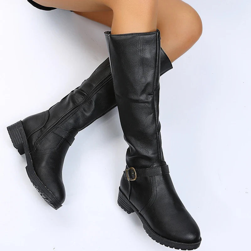 Women Knee High Platform Long Boots Pu Leather
