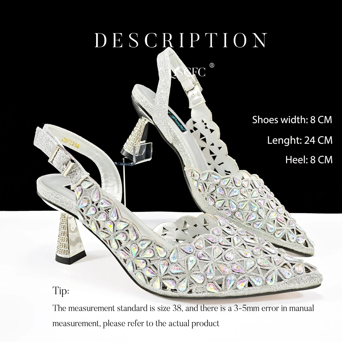 QSGFC New Shoes and Bags Matching Set 2024 Nigerian Women Heel Party for Women Fuchsia Colour Italian Design Wedding INS Design