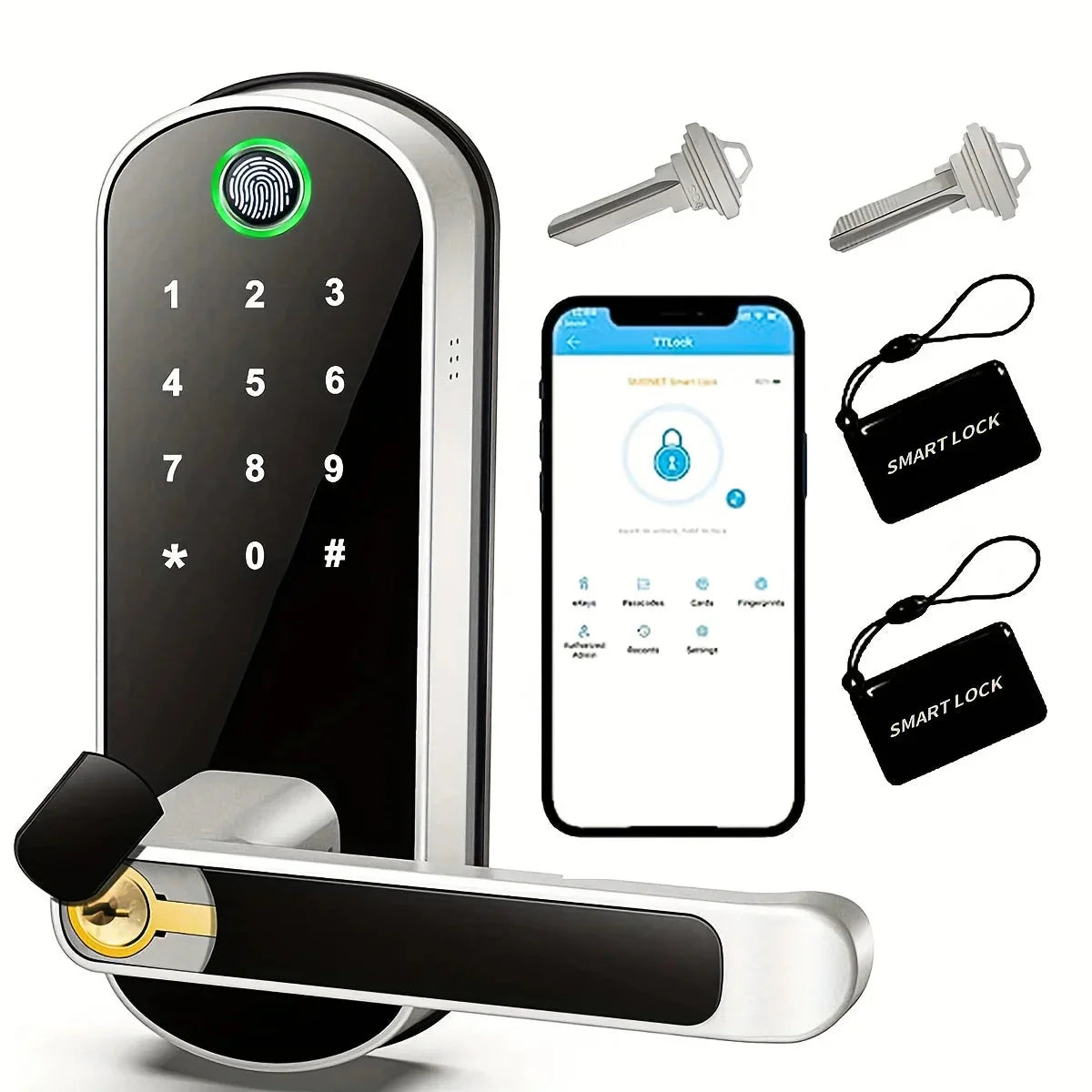 Smart Fingerprint Door Lock App Remote Control Keyless WIFI Digital Touchscreen Lock