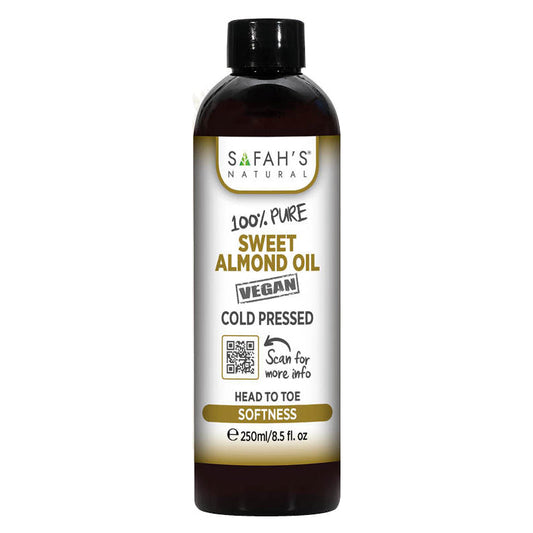 Safah's Natural 100% Pure Sweet Almond Oil Nourishing & Revitalizing for Hair & Skin 8.5 oz