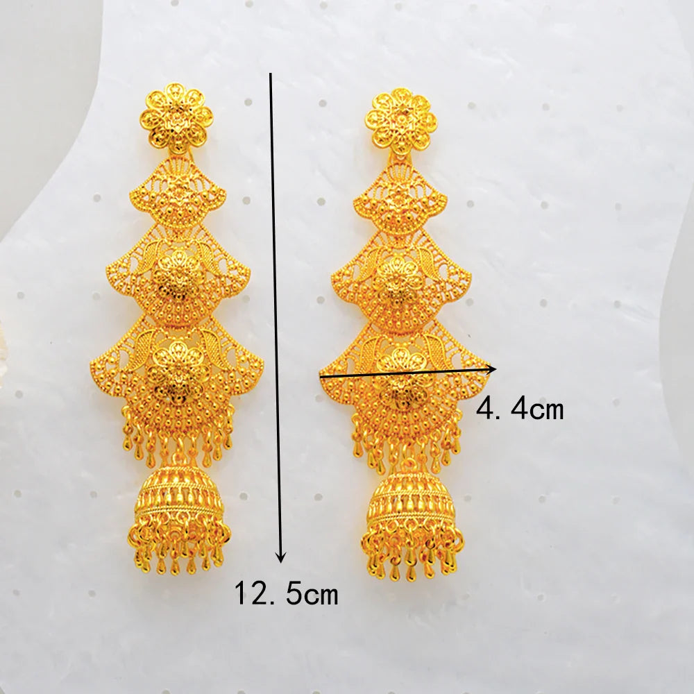 African women's long gold-plated earrings with Middle Eastern earrings