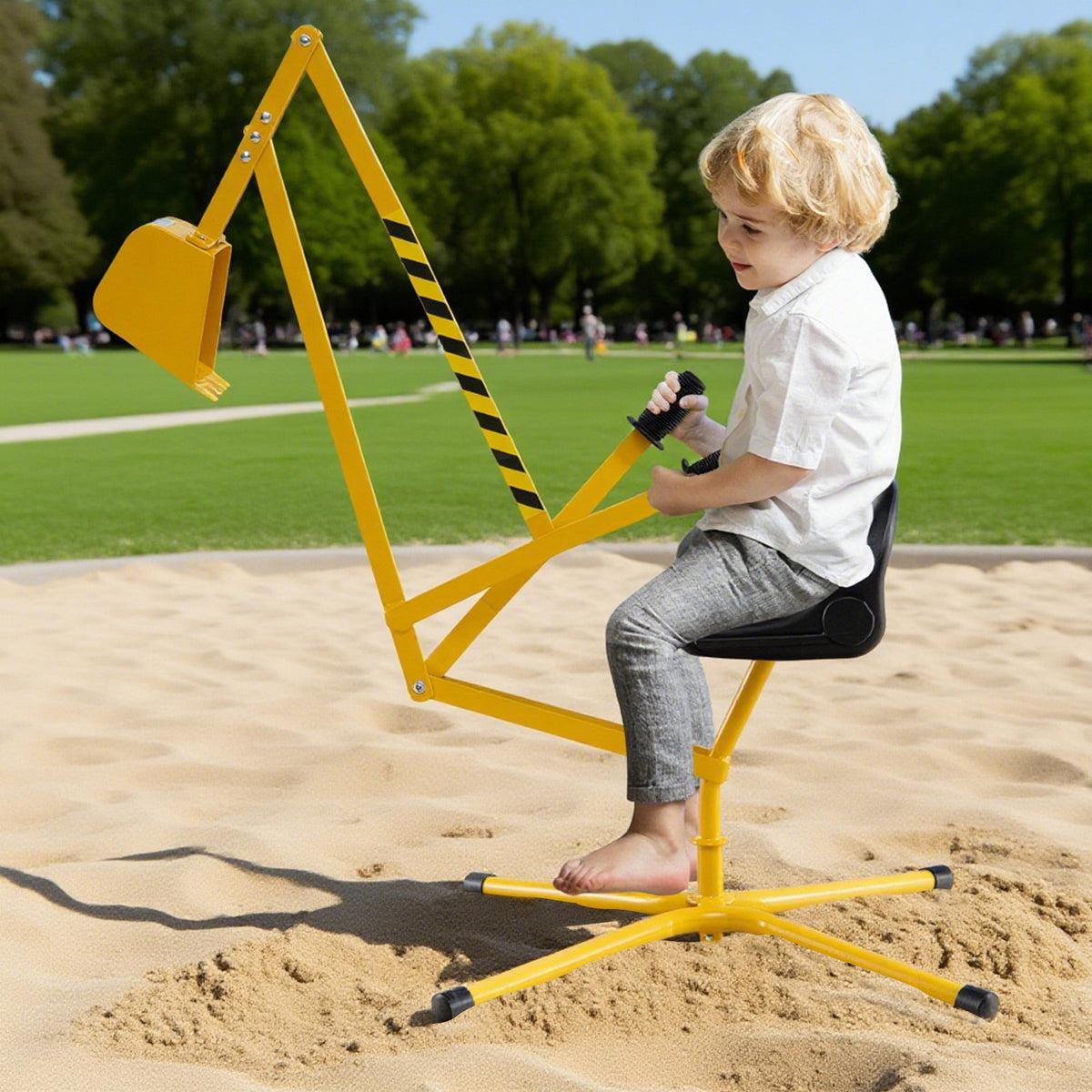 Sand Digger for Kids Sandbox Toy Digger with 360° Rotatable Function-Orange