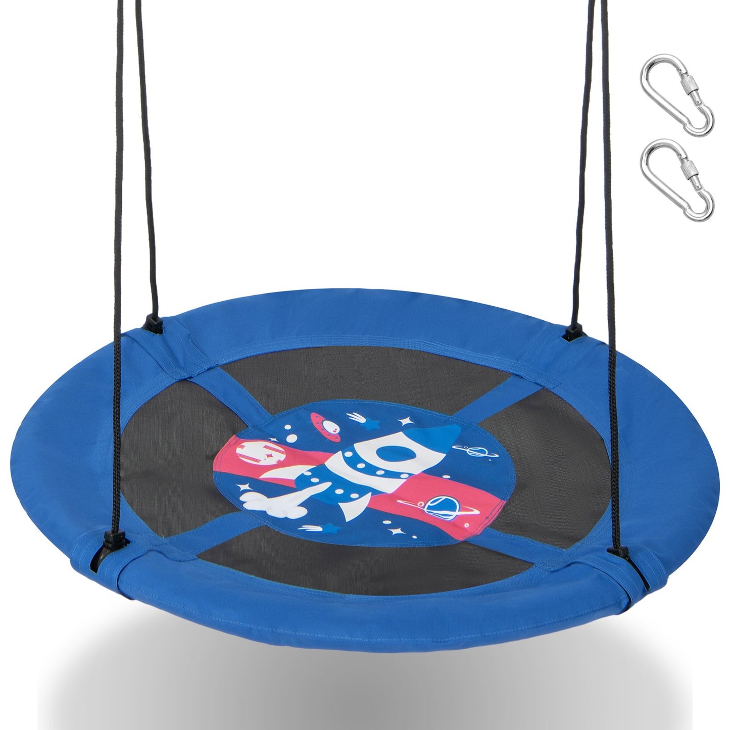 104 cm Saucer Tree Swing with 600D Oxford Fabric-Black
