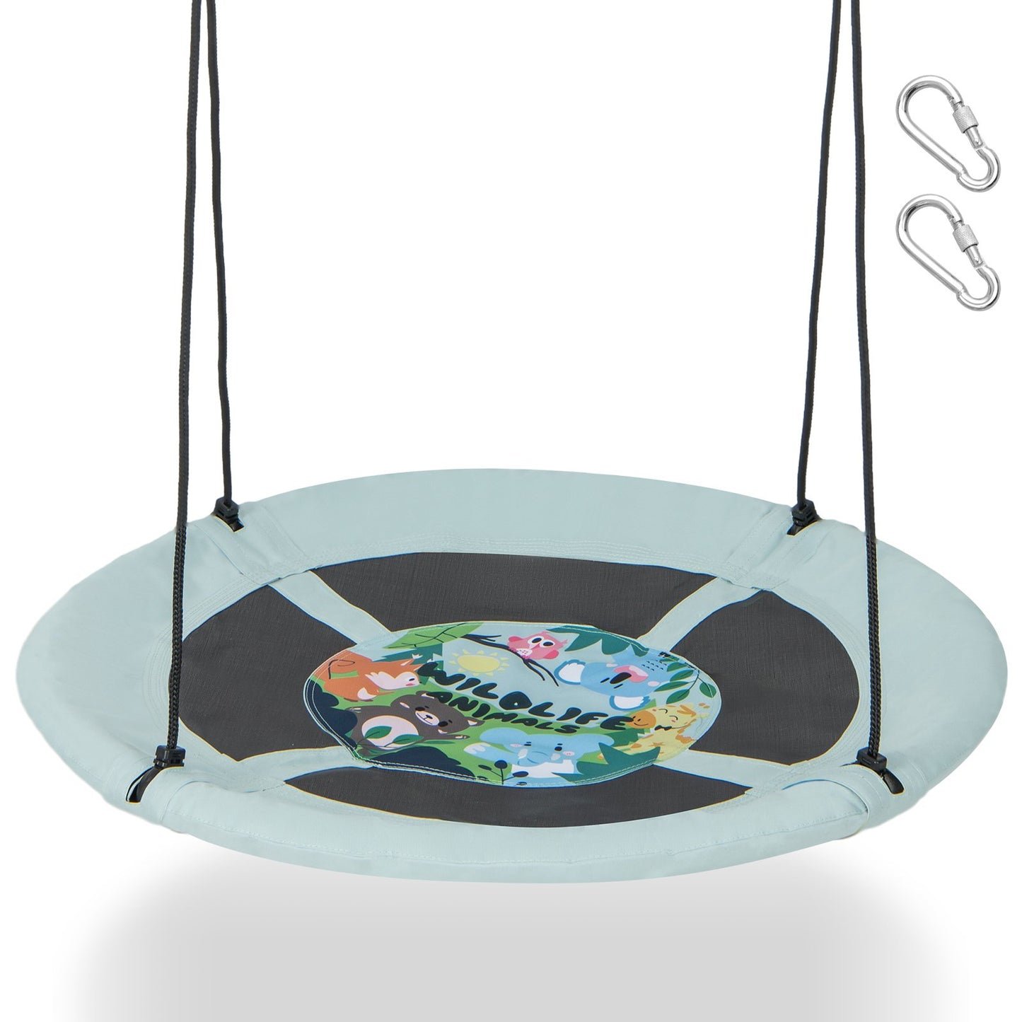 104 cm Saucer Tree Swing with 600D Oxford Fabric-Black