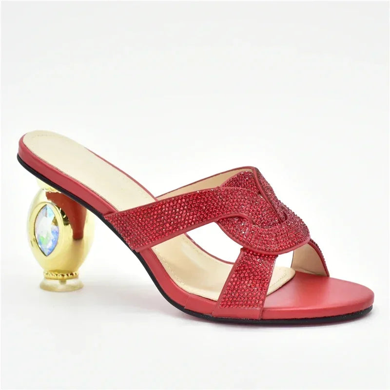 New Arrival Italian Women Shoes Decorated with Rhinestone Open Toe Pumps Luxery Shoes Women Nigerian Women Party Pumps