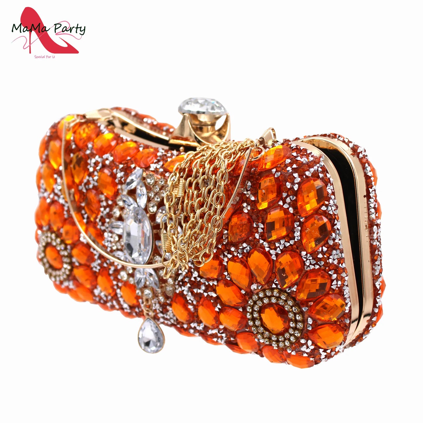 2024 Fashion New Arrivals INS Hot Sale Full Crystal Shinning Shoes and Bag Set for Dress in Red Color Sandals Christmas Party