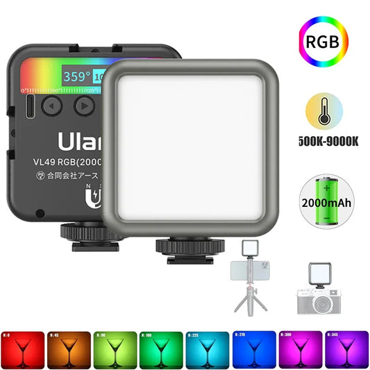 Full Color RGB LED Video Light 2500K-9000K 800LUX Magnetic