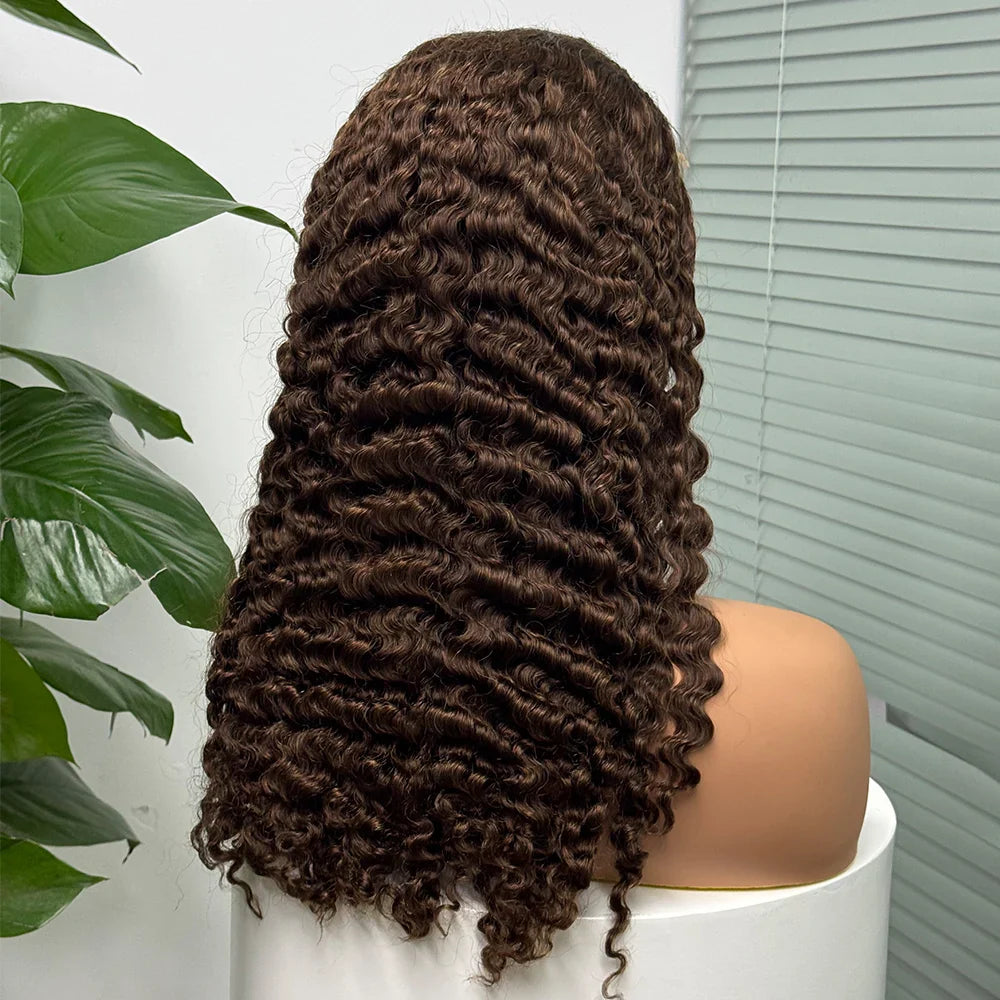 5x5 Lace 300% Density Burmese Deep Curly Hair Ombre Double Drawn Human Wig Transparent Lace Front