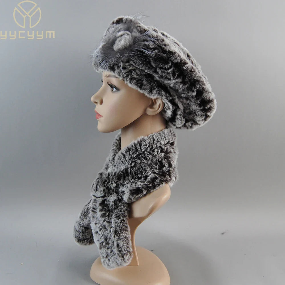 Winter Women's Faux Fur Hats And Scarves