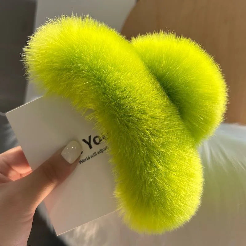Winter Oversized Faux Fur Big Crab Hair Clip Cute Plush Ponytail For Women