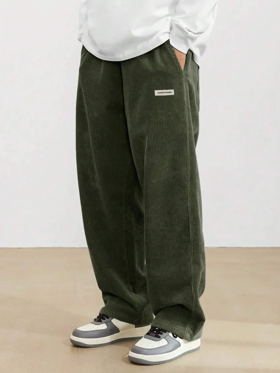 Men’s Corduroy Loose Fit Pants – Elastic Waist