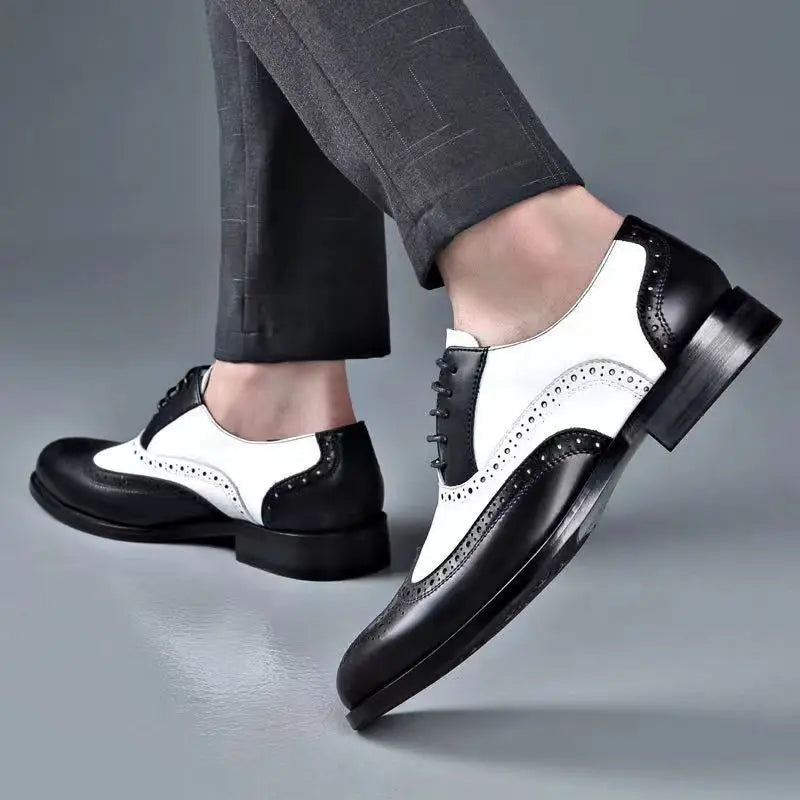 Men's Leather Shoes New Brogue Carved Large Size Shoes for Men Color Matching Quality Business Drive Men's Dress Leather Shoes