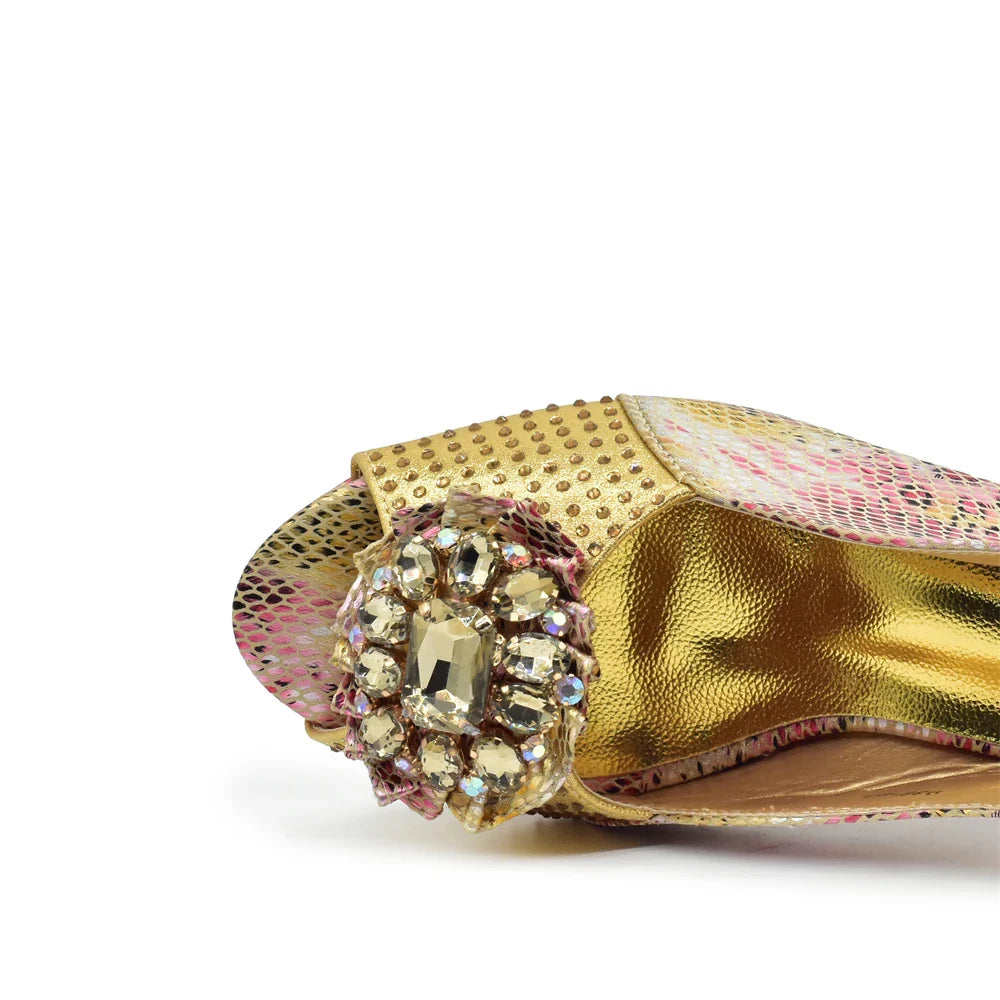 Italian Shoes and Bags Matching Set Decorated with Rhinestone