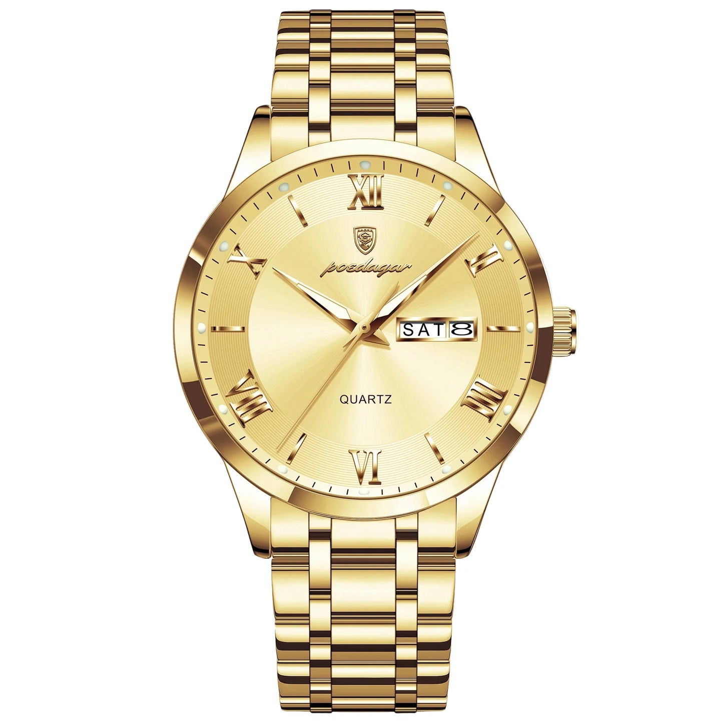 Luxury Fashion Men Clock Waterproof Luminous Week Date Sports Man Wristwatch Stainless Steel Men's Quartz Watches Reloj