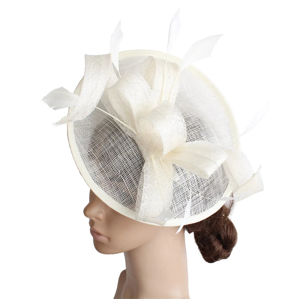 Formal Women Wedding Chuch Hat Bride Mariage Chapeau Ladies Party Occasion Derby Fascinator Sinamay Hat With Headband Accessory