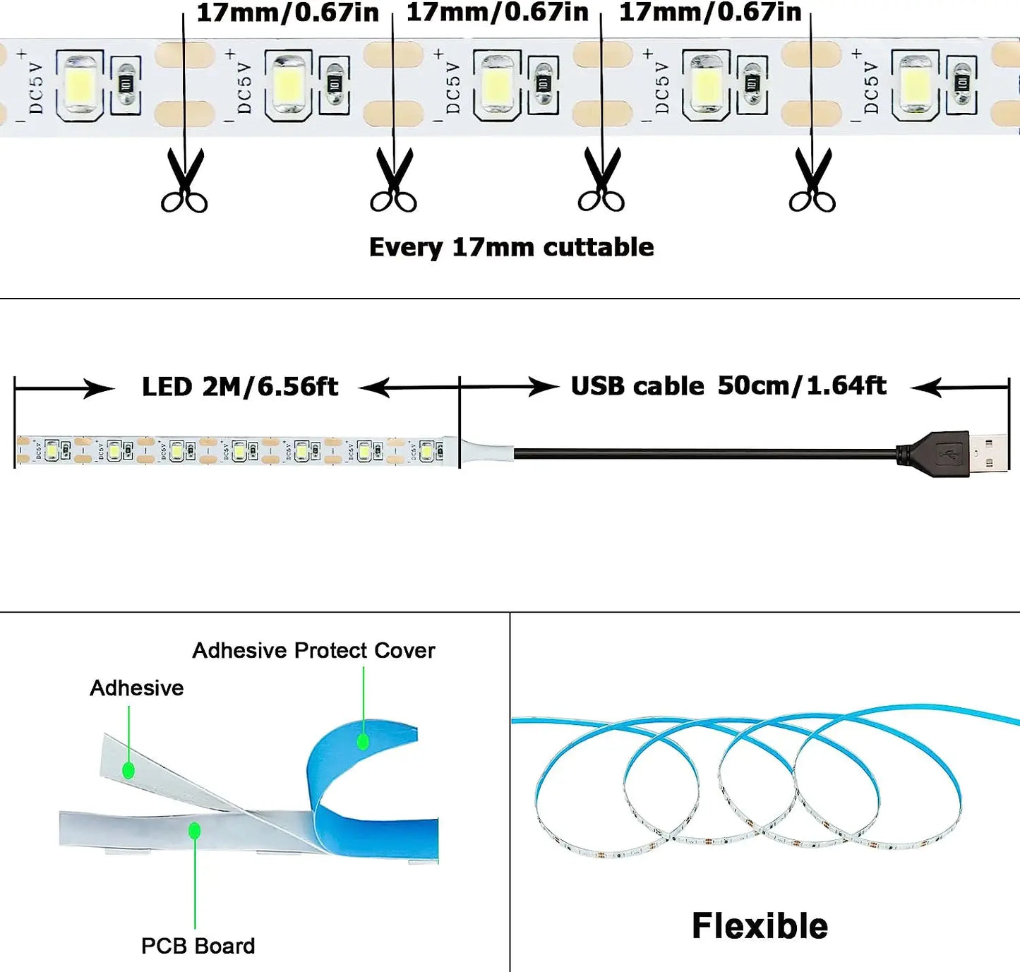 White Warm White LED Strip Light