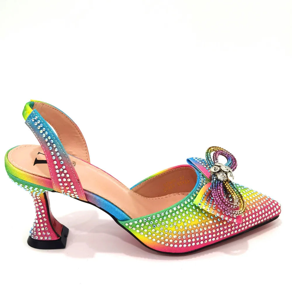 Women's High Heel Pointed Toe Sandals Party And Wedding Shoes and Bags Set