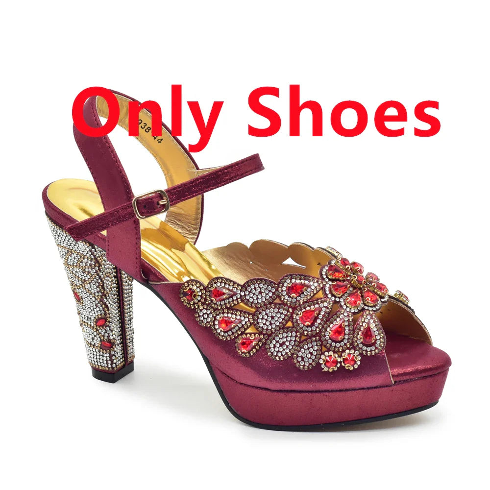 2024 Fashion Black Color High Quality Peep Toe Thin Heels Shoes Matching Bag Set for Nigerian Party Women Women Shoe Size 43