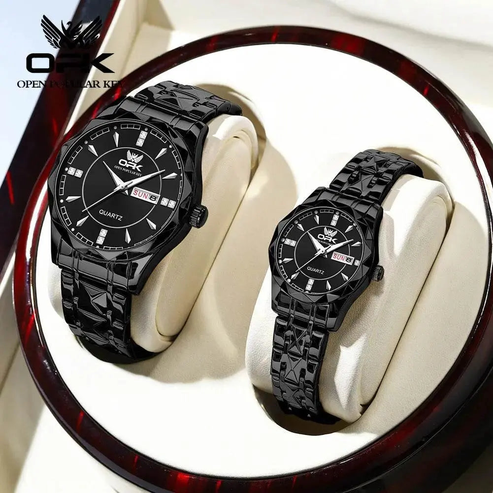 Golden Stainless Steel Couple Watches