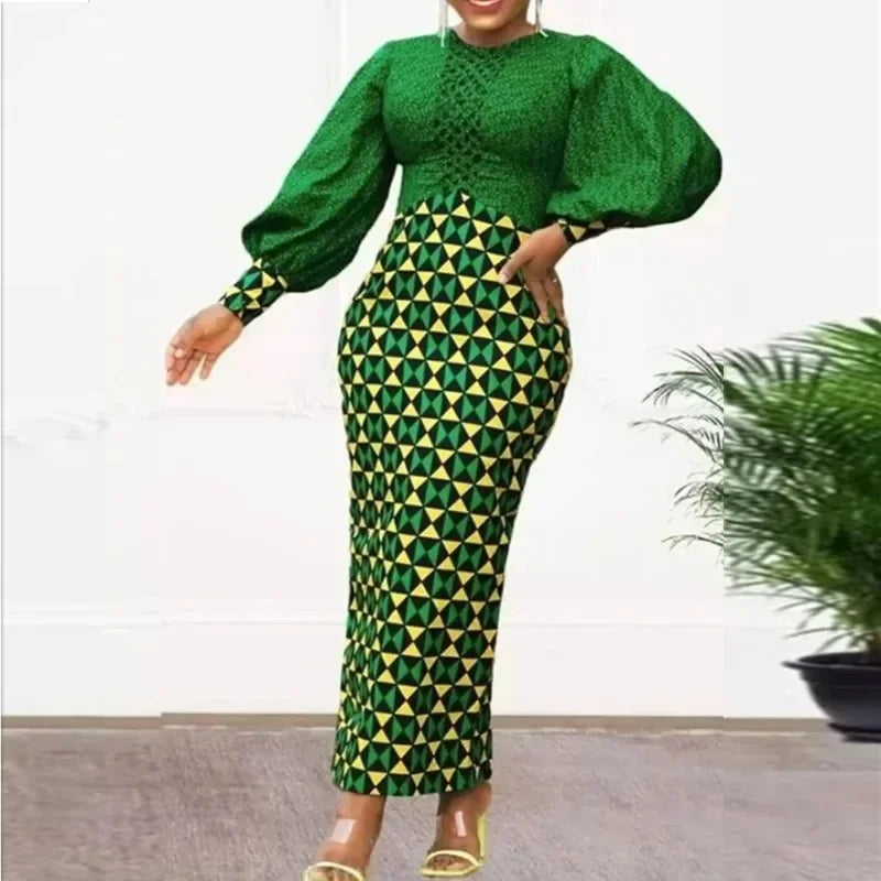 Dresses For Women Autumn Dashiki Bodycon Maxi Dress African Clothes Fashion Elegant Dresses Ladies Africa Clothing
