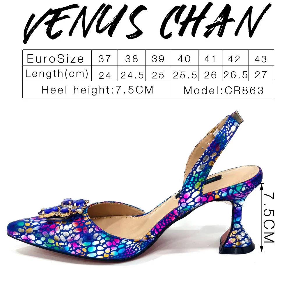 2024 Champagne Color Thin Heels Pointed Toe Crystal Design Ladies Shoes Matching Bag Set For Women Weeding Party Pump