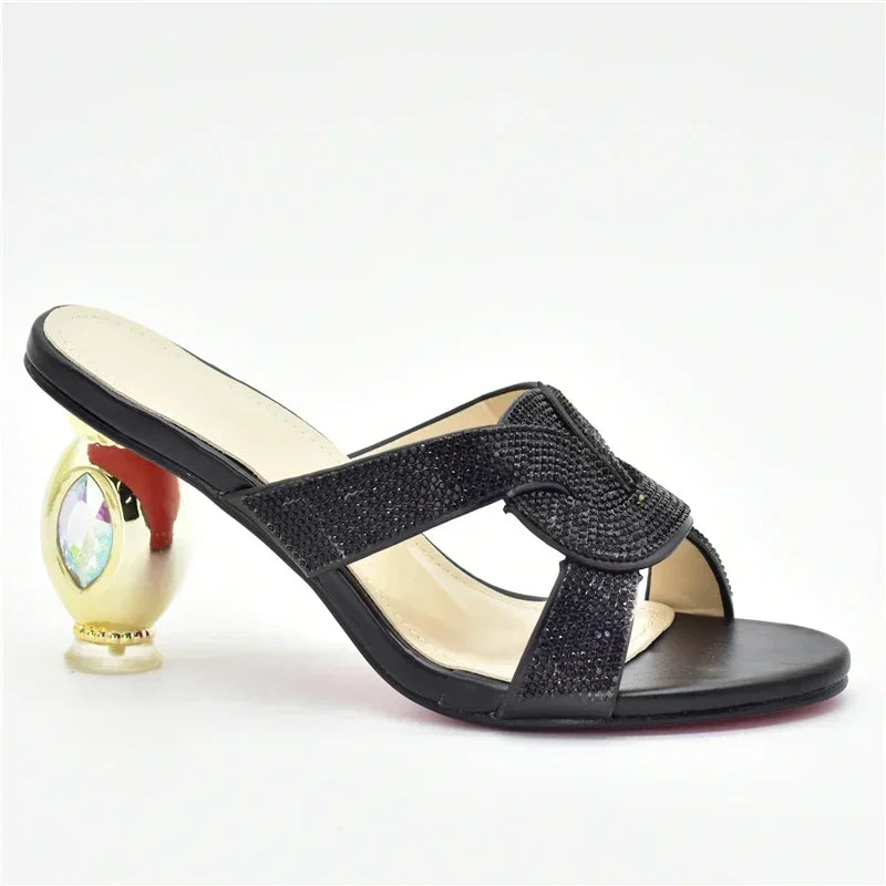 New Arrival Italian Women Shoes Decorated with Rhinestone Open Toe Pumps Luxery Shoes Women Nigerian Women Party Pumps