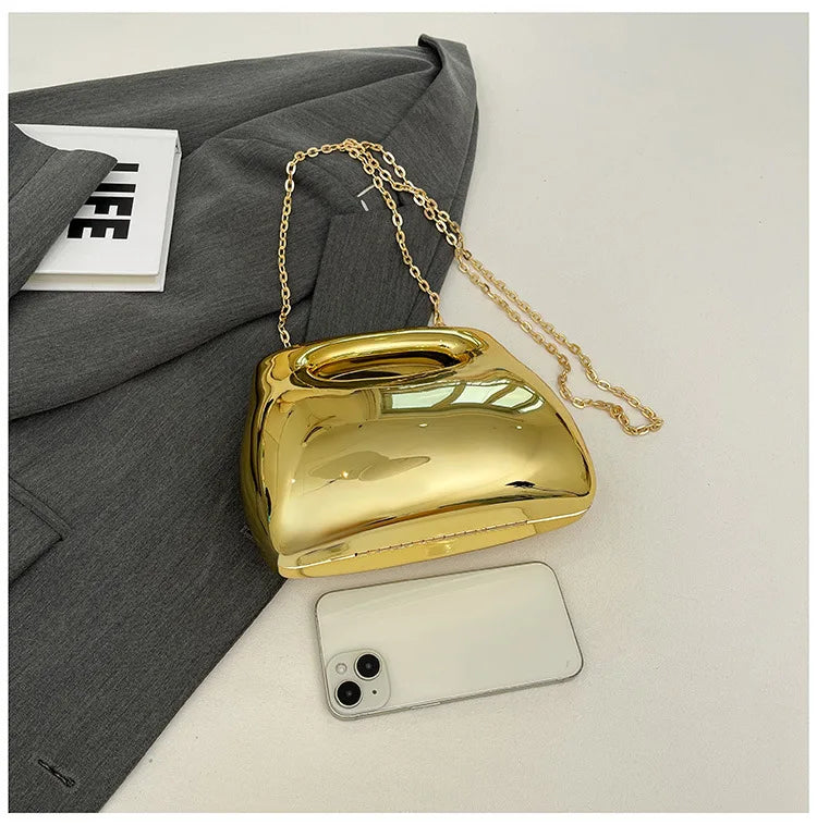 Golden Acrylic Women Hobo Bags Luxury Designer Clear Beach Handbags Dinner Party Wedding Round Top Handle Evening Clutch Purse