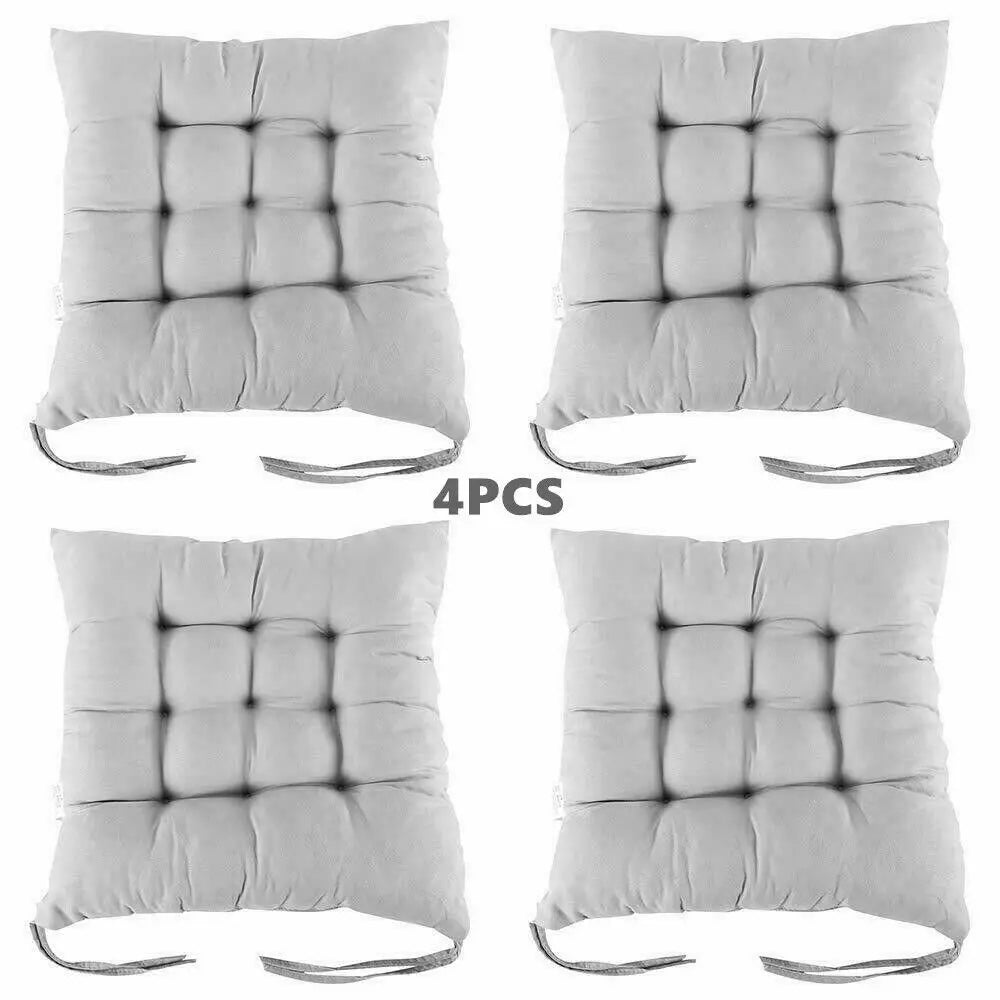 4PCS Chair Seat Garden Pads Furniture Dining Patio Outdoor Tie On Cushions 40cm
