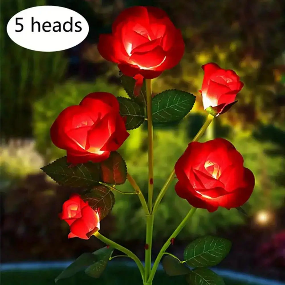 Solar Garden Lights Rose Flower Lawn Lamp