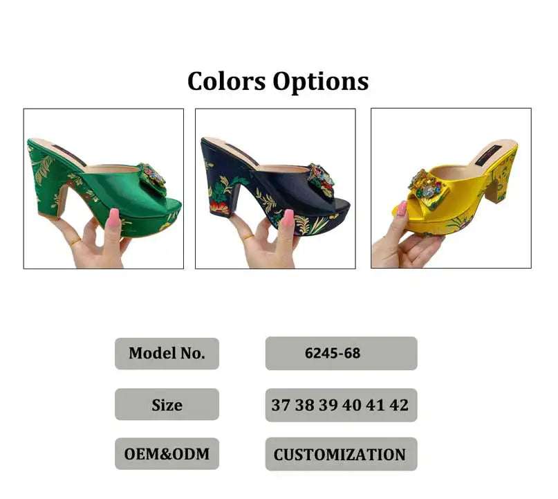 2023 Italian Designer Sandals Fashion Faux Embroidery Pattern Rhinestone Italian Design Ladies Wedding Shoes 10cm High Heels