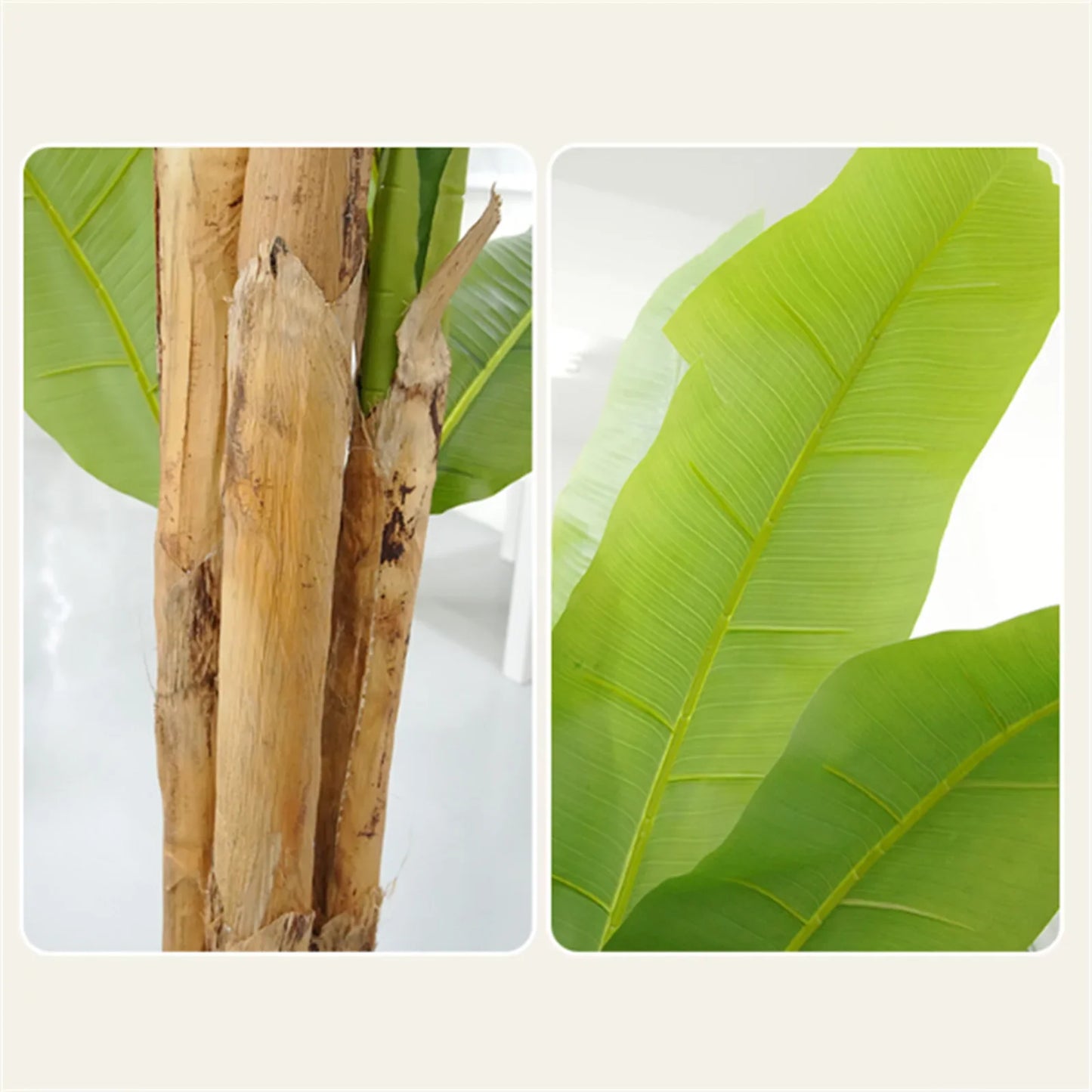 Artificial Banana Leaf Plant with Triple Stalks,Faux Banana Silk Tree,Tropical Fake Leaves Plants Indoor for Home Office